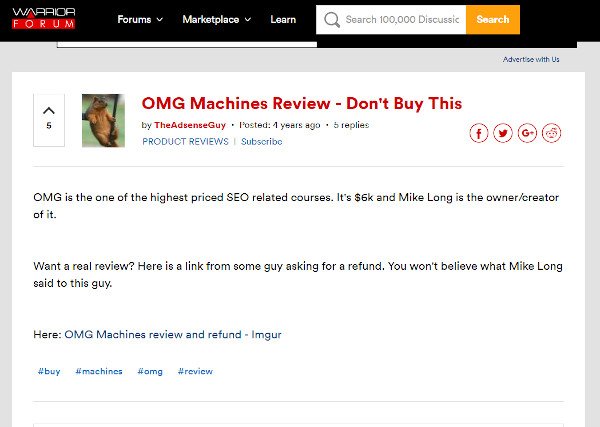 OMG Machines Review At Warrior Forum