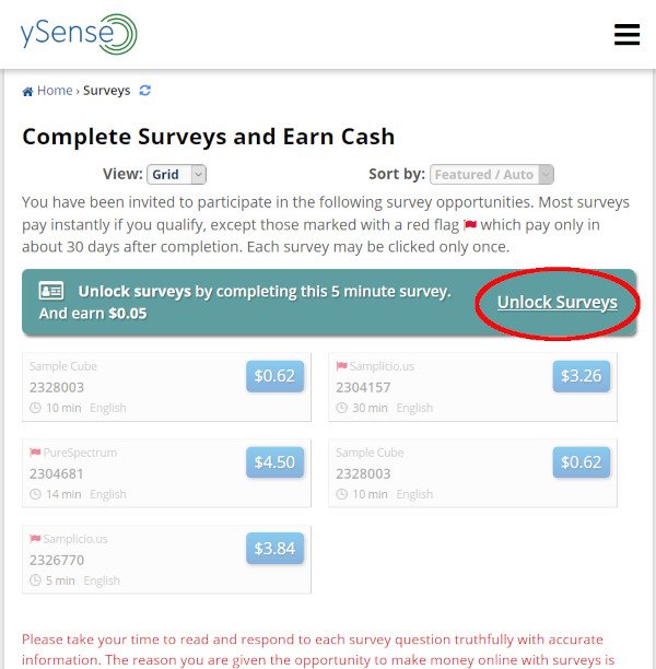 ySense - Unlock Surveys