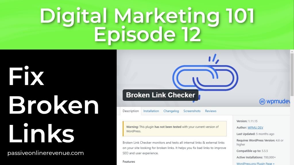 On Page SEO - Fix Broken Links - 9th of 12 Techniques That Work | Episode 12 | Digital Marketing 101