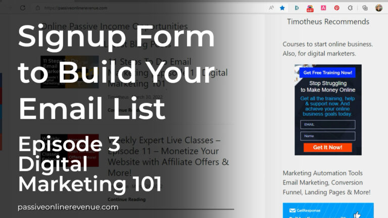 Signup Form to Build Your Email List | Episode 3 | Digital Marketing 101
